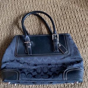 Coach Signature Black Jacquard Hampton Satchel